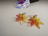 Autumn Glow Translucent Maple Leaf Dangle Earrings