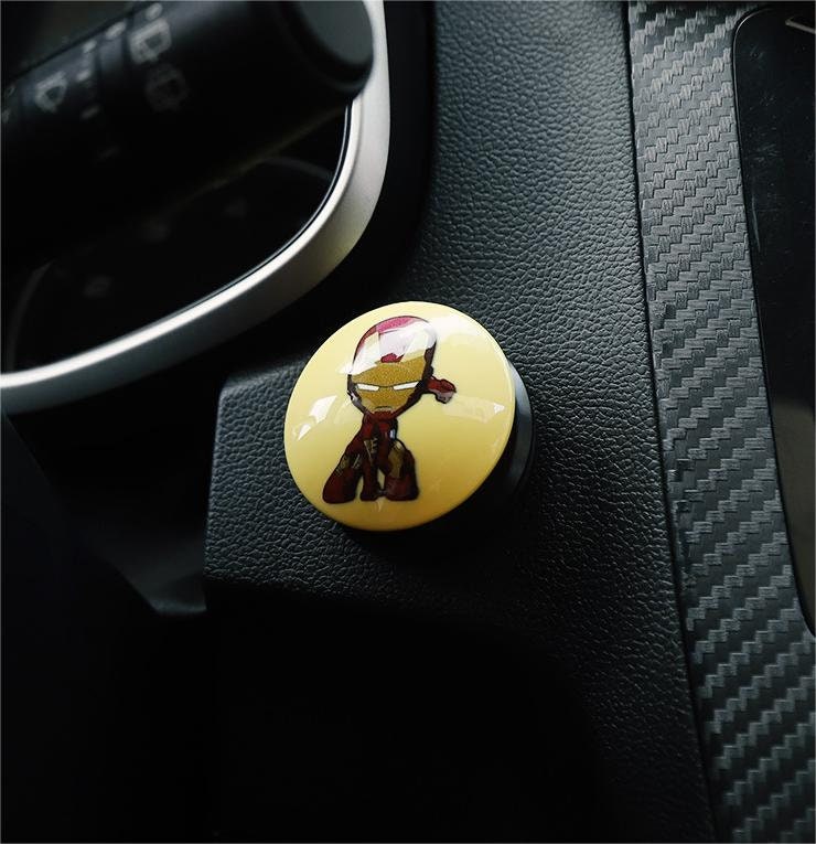 Armored Hero Round Plastic Push Start Stop Button Cover, Plastic Universal Engine Ignition Switch, Car Accessories, Car Interior Decor