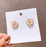 Luminous Mother-of-Pearl Hollow Flower Studs