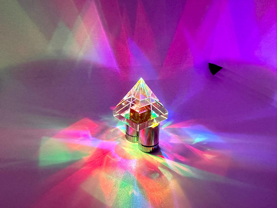 K9 Prism Pyramid Sunlight Catcher, Rainbow Maker, Square Cube Prism, Light Splitting, Table Decor