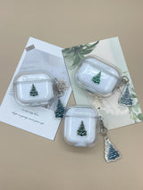 Snowy Evergreen Liquid Glitter AirPod Case, Enchanted Snowy Pine Tree Sparkling Liquid Glitter AirPod Case, Christmas Gift