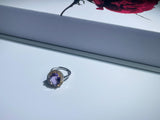 Celestia Halo Adjustable Crystal Ring – Natural Amethyst, S925 Silver