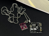 Cyberpunk Dual PCB Necklace: Functional Audio & Sensor Pendants, functional cyberpunk sci-fi necklace, Laser rangefinder, radio pcb necklace, can insert earphone and USB