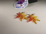 Autumn Glow Translucent Maple Leaf Dangle Earrings