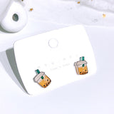 Miniature Boba Milk Tea Stud Earrings