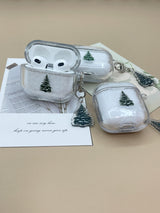 Snowy Evergreen Liquid Glitter AirPod Case, Enchanted Snowy Pine Tree Sparkling Liquid Glitter AirPod Case, Christmas Gift