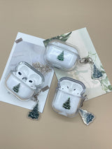Snowy Evergreen Liquid Glitter AirPod Case, Enchanted Snowy Pine Tree Sparkling Liquid Glitter AirPod Case, Christmas Gift