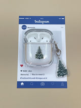 Snowy Evergreen Liquid Glitter AirPod Case, Enchanted Snowy Pine Tree Sparkling Liquid Glitter AirPod Case, Christmas Gift