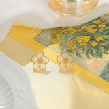 Luminous Mother-of-Pearl Hollow Flower Studs