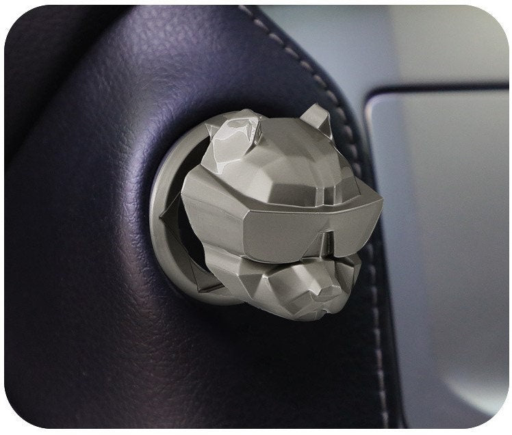Geometric Bulldog Alloy Push Start Button Cover, Shiny Metal Universal Engine Ignition Switch, Car Interior Decor Start