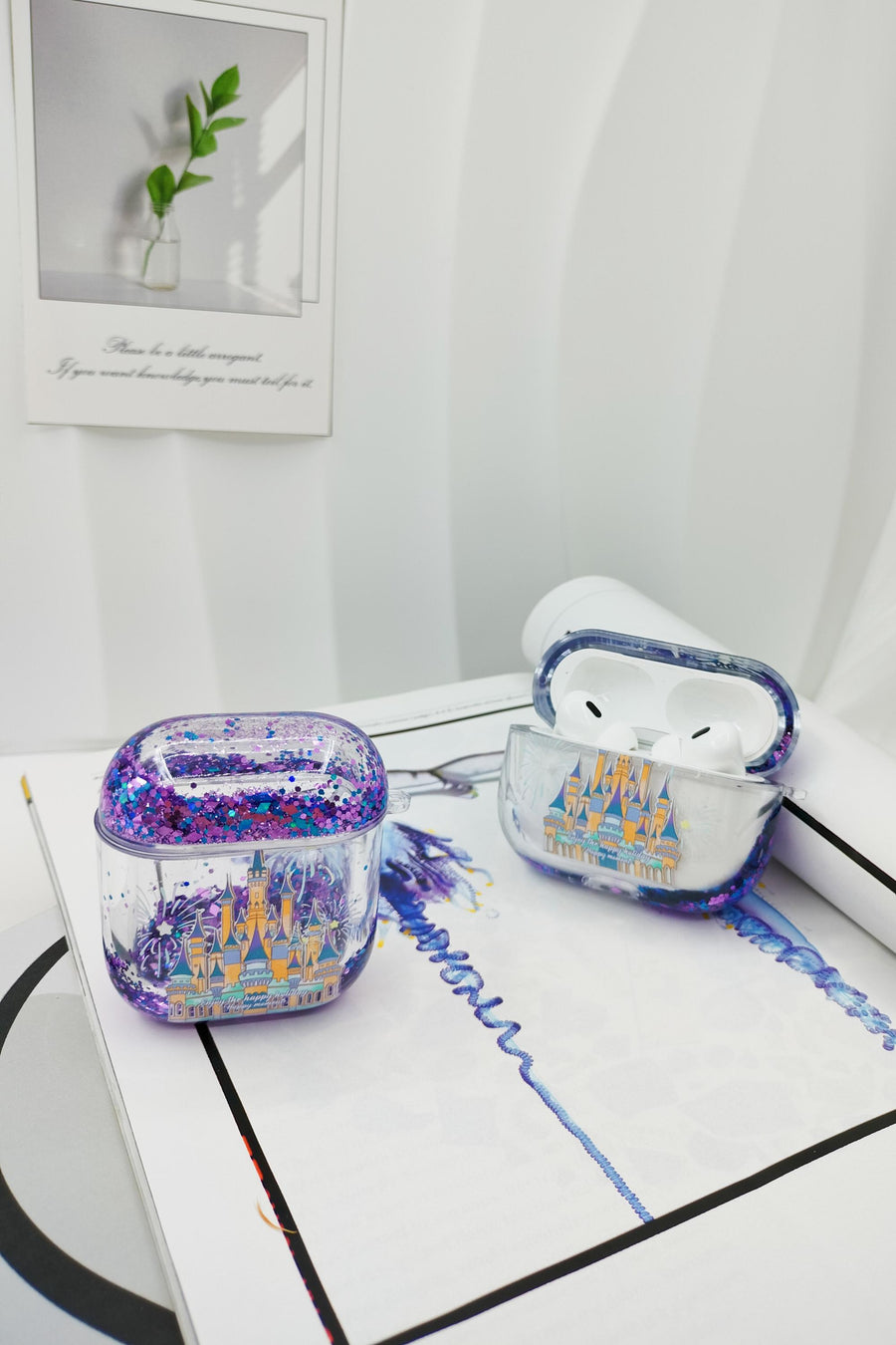 Starlit Fairy Tale Castle Liquid Glitter AirPod Case