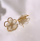 Luminous Mother-of-Pearl Hollow Flower Studs