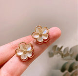 Luminous Mother-of-Pearl Hollow Flower Studs