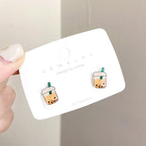 Miniature Boba Milk Tea Stud Earrings
