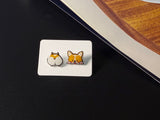 Playful Mismatched Corgi Stud Earrings