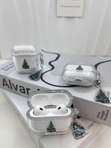Snowy Evergreen Liquid Glitter AirPod Case, Enchanted Snowy Pine Tree Sparkling Liquid Glitter AirPod Case, Christmas Gift