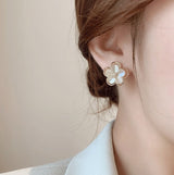 Luminous Mother-of-Pearl Hollow Flower Studs
