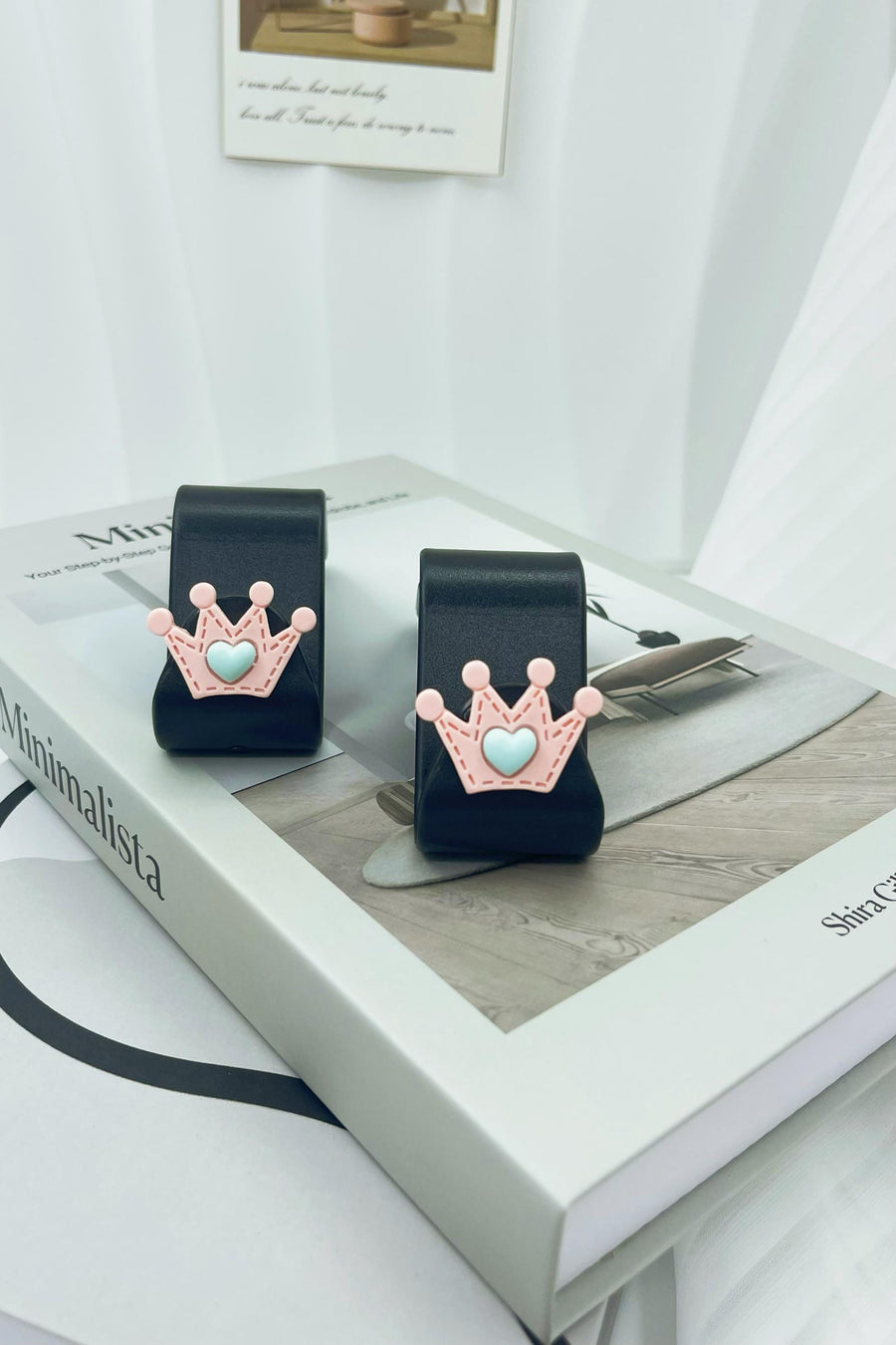 Pink Pastel Crown Car Hook, Cute Car Seat Back Hook, Car Hook for Bag, Car Storage Hooks, Car Interior Decoration