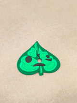 Six interchangeable green silicone leaf masks for a customizable earbud case, featuring heart, star, butterfly, and whisker shapes.