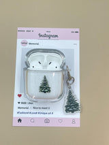 Snowy Evergreen Liquid Glitter AirPod Case, Enchanted Snowy Pine Tree Sparkling Liquid Glitter AirPod Case, Christmas Gift