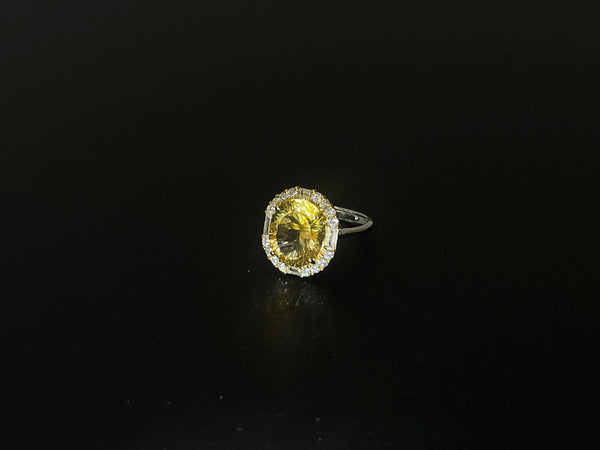 Celestia Halo Adjustable Crystal Ring – Natural Citrine, S925 Silver