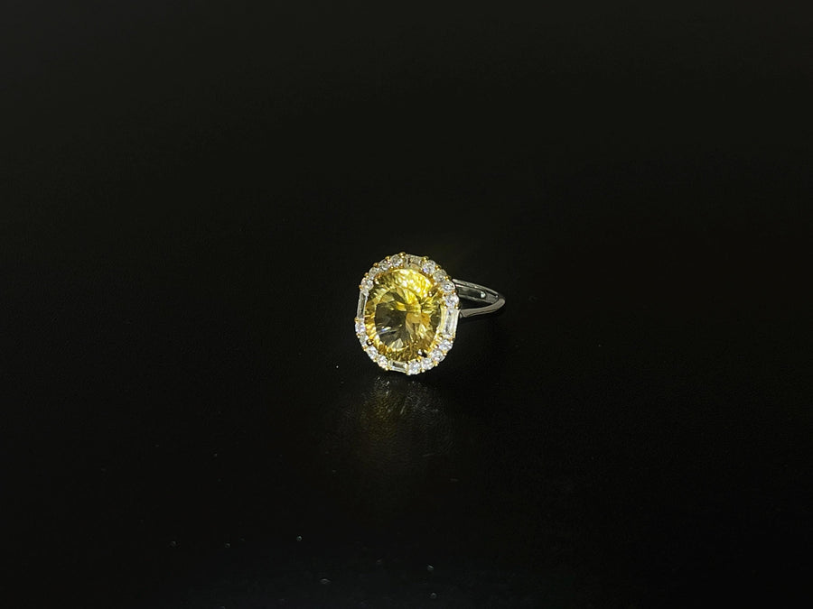 Celestia Halo Adjustable Crystal Ring – Natural Citrine, S925 Silver