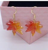 Autumn Glow Translucent Maple Leaf Dangle Earrings