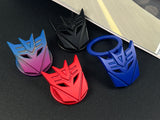 Aggressive mecha-seeker dark metal push start button cover for car interior