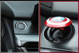 Heavy-duty star patriot alloy shield push start button cover.
